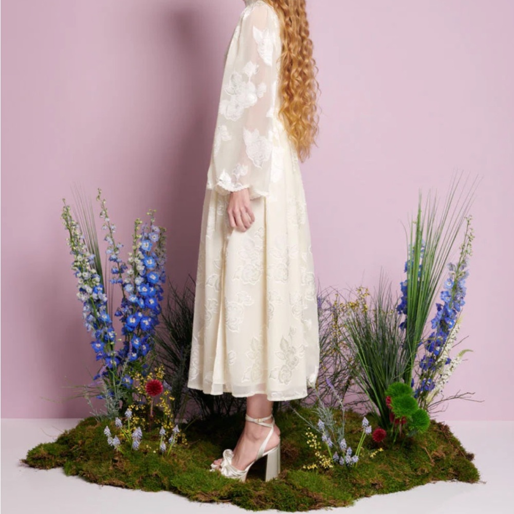 Sister Jane Dandelion Midi Dress - Elegant Cream Floral Women's Skirt - Picture 2 of 6